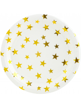 Тарелки (7''/18 см) Золотые звезды, Белый/Золото, Металлик, 6 шт.