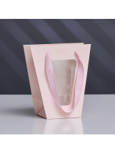 Пакет-переноска для цветов 10 × 10 × 20 х 18 см, розовый