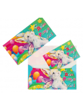 Конверт для денег "С днём рождения!" зайчик, воздушные шары