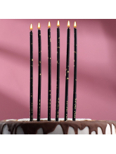 Набор свечей в торт, 6 штук, чёрный с золотом