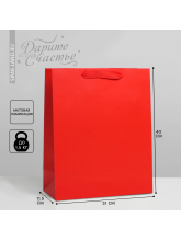 Пакет подарочный ламинированный, упаковка, «Красный», L 31 х 40 х 11.5 см